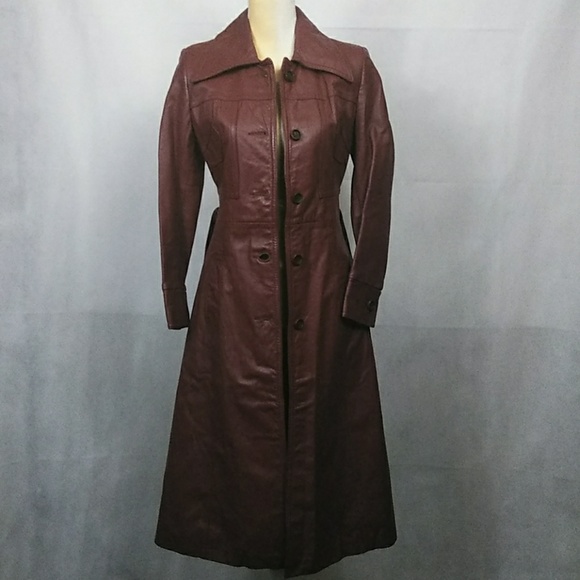 Vintage Jackets & Blazers - Vintage Cognac Leather Trench Coat – Timeless 90s Style, Size 7/8